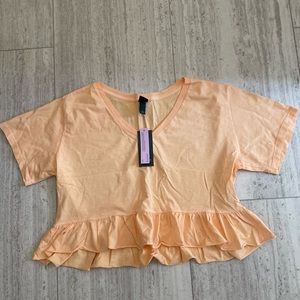 NWT- Wild Fable Women’s Cropped Ruffle Peplum Top